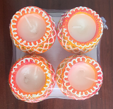 Designer Matki Diya with Wax - 4 PCS
